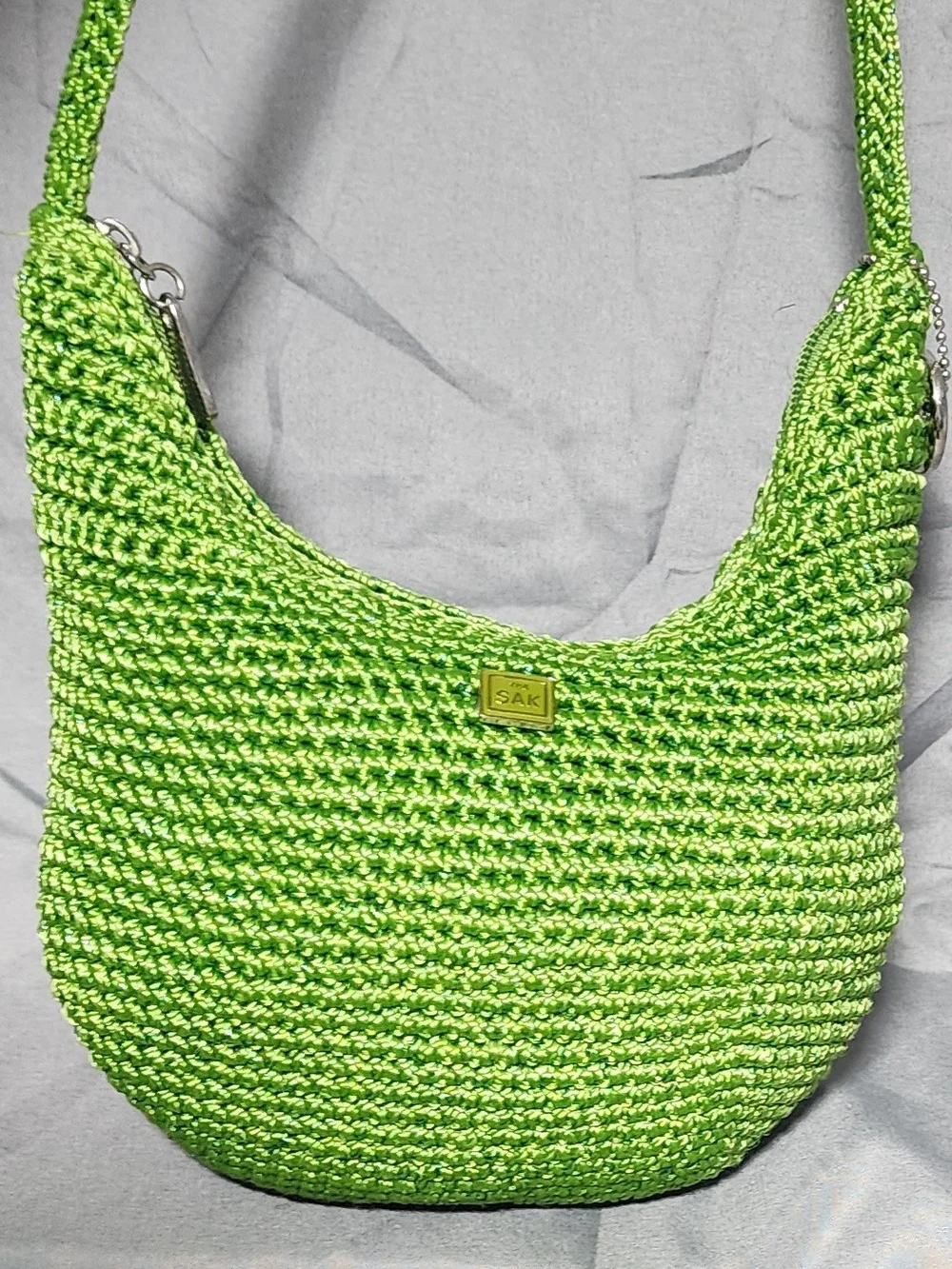 NWOT Vinrage Y2K The Sak Green Crochet Crossbody Bag Shoulderbag Purse Boho